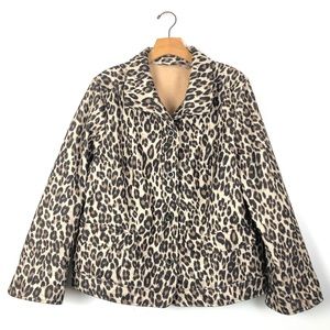 CHICO’S Animal print button up jacket coat